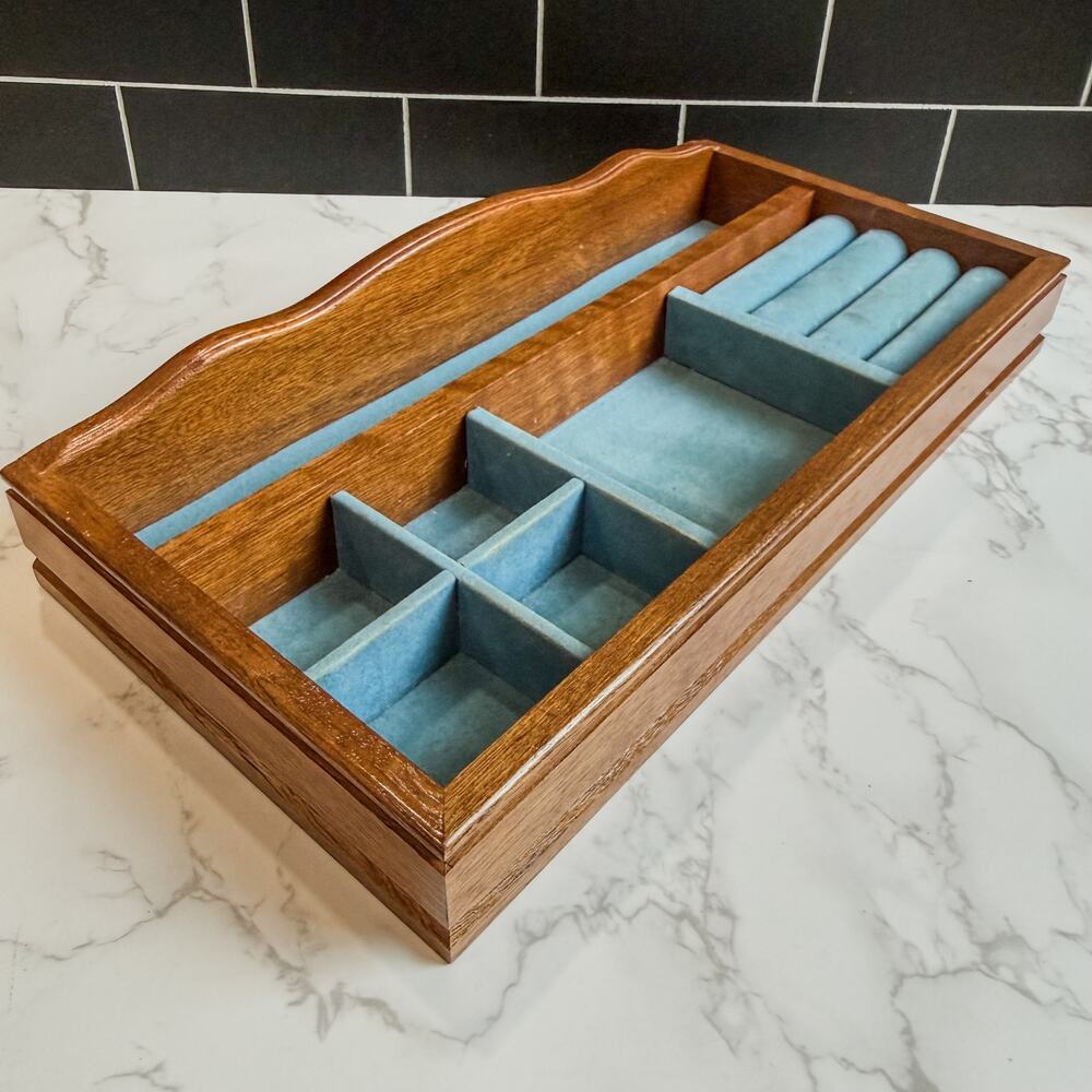 Vintage Wooden Dresser Valet & Jewelry Organizer Tray